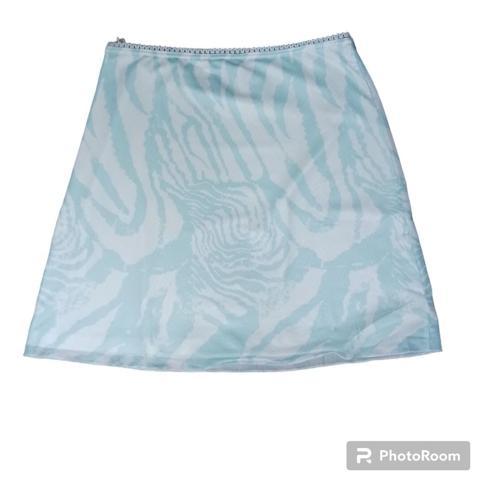 Princess‎ Polly Women's 8 Mini Skirt Teal White Zebra Animal Print Side Zip